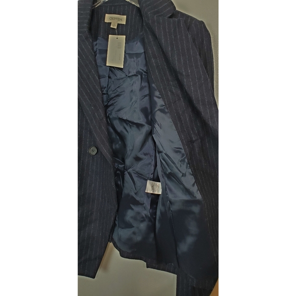 NWT Crippen size S wool alpaca blend long sleeve striped 2 buttons blazer navy - Picture 4 of 11